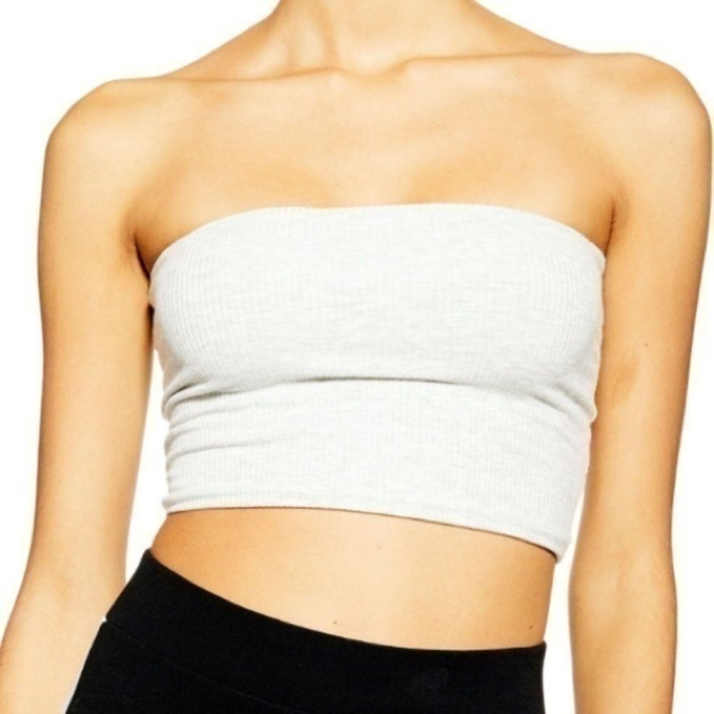 TOPSHOP white ribbed bandeau top size 12